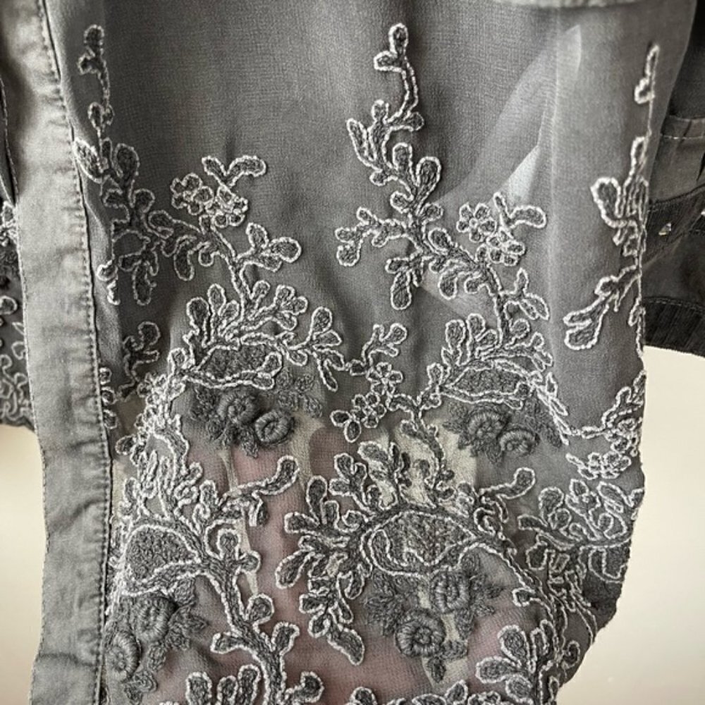 Elisa Cavaletti Club Long Sleeve Floral Lace Tunic Top size small Embroidery - Picture 7 of 13